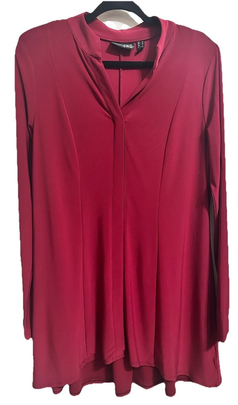 Attitudes By Renee Women's Burgundy Tunic Top Back Pleats Long Sleeve Small NWOT